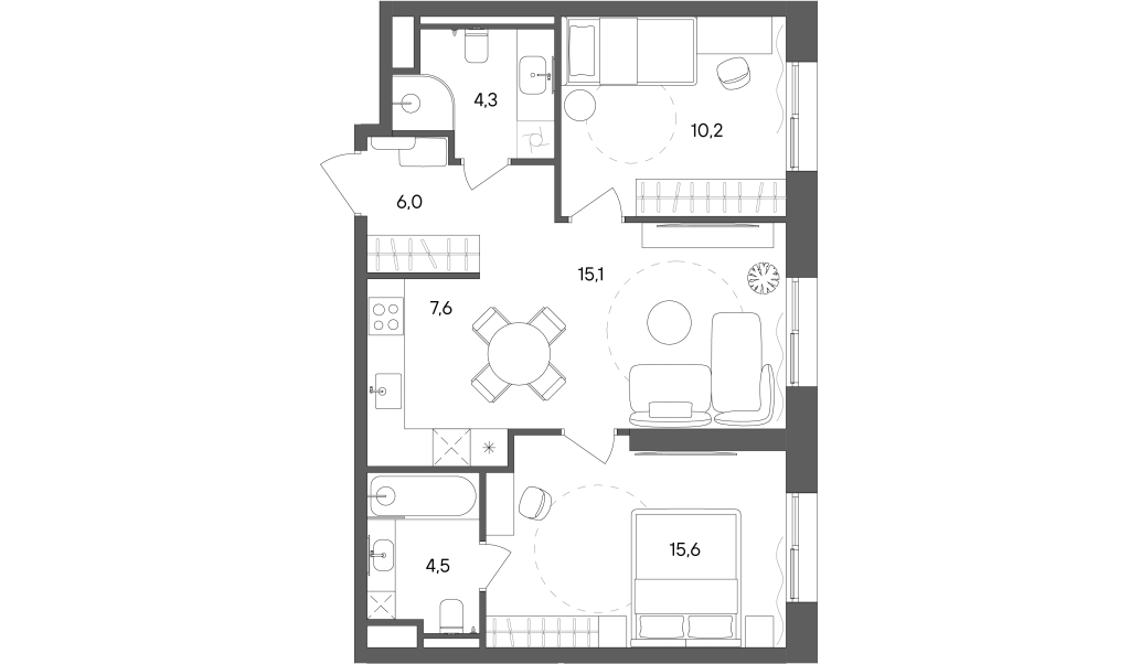 3 ккв (Евро) 63,3 м²