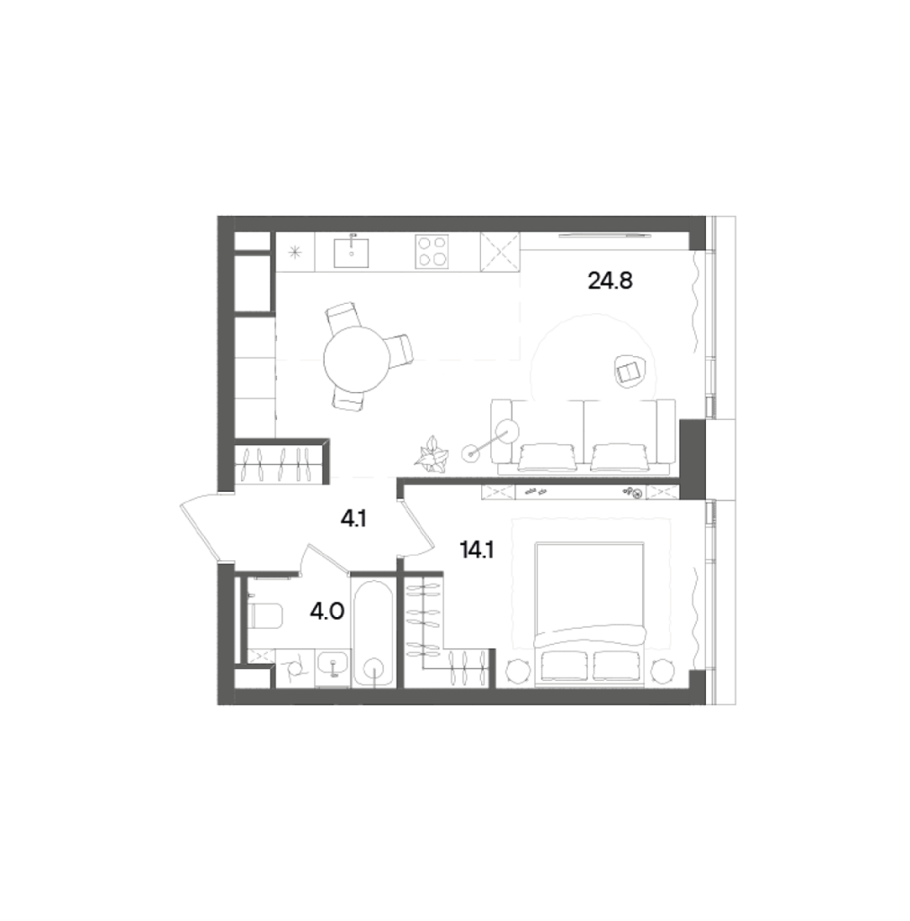 2 ккв (Евро) 47,2 м²