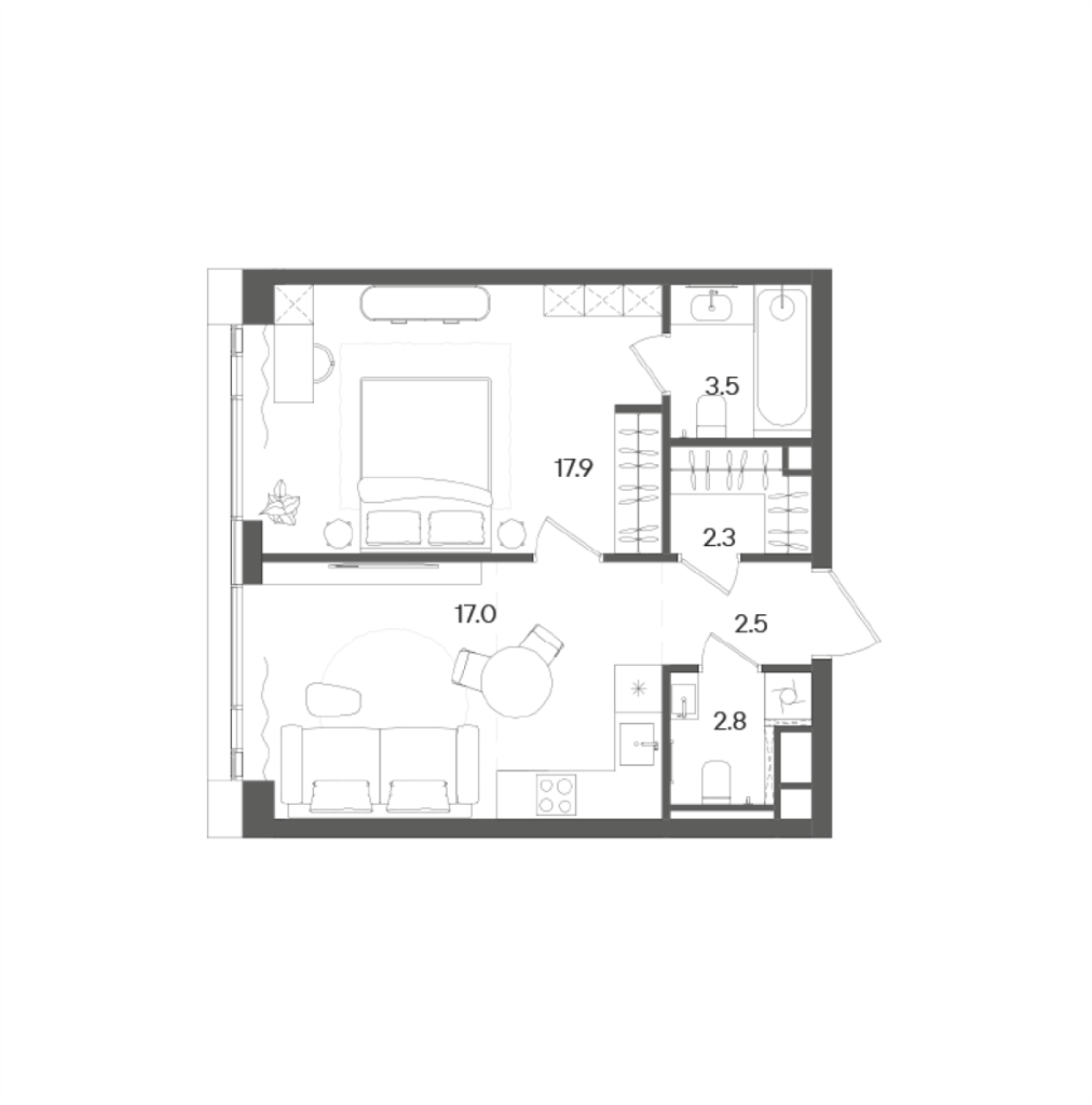 2 ккв (Евро) 46,4 м²