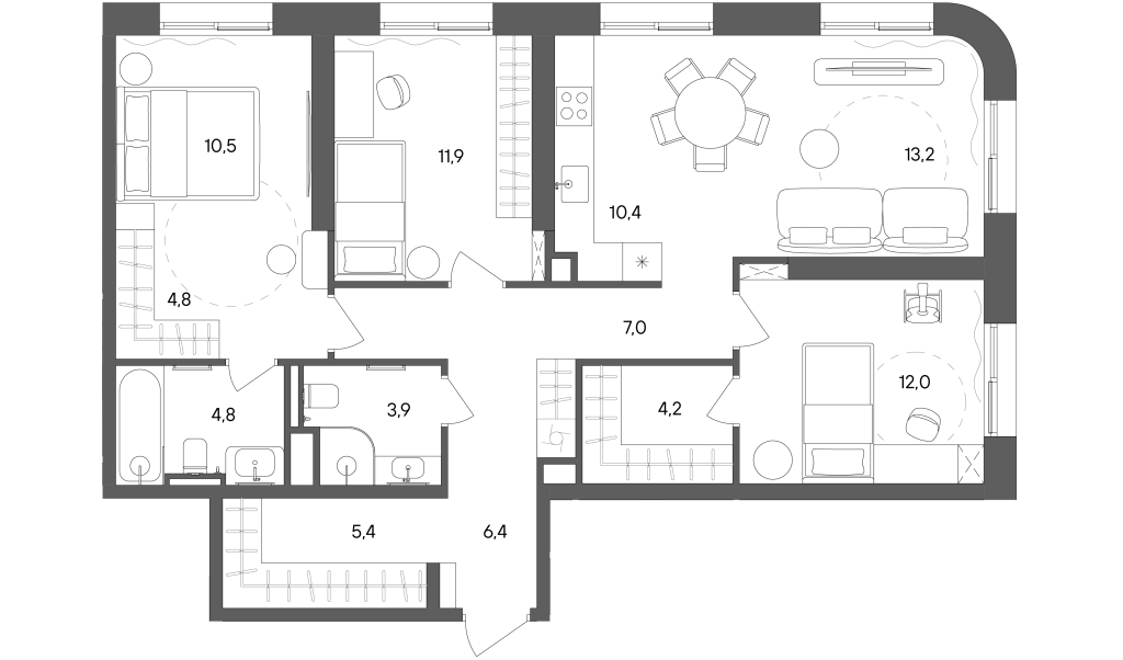 4 ккв (Евро) 94,5 м²