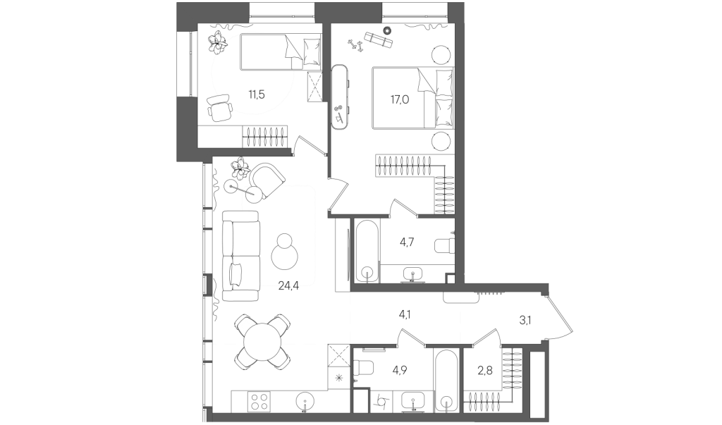 3 ккв (Евро) 72,5 м²