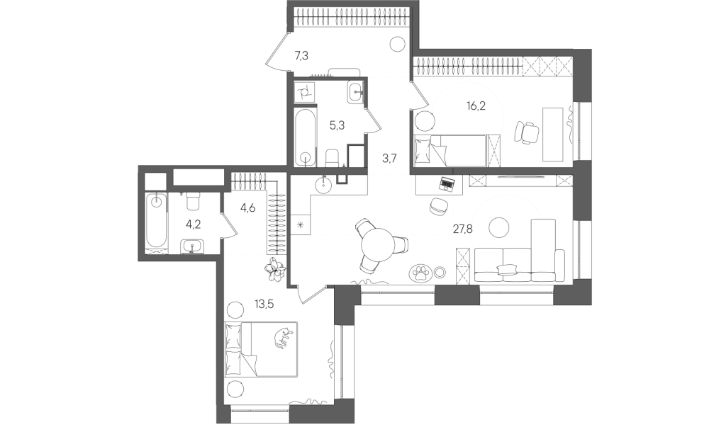 3 ккв (Евро) 82,6 м²