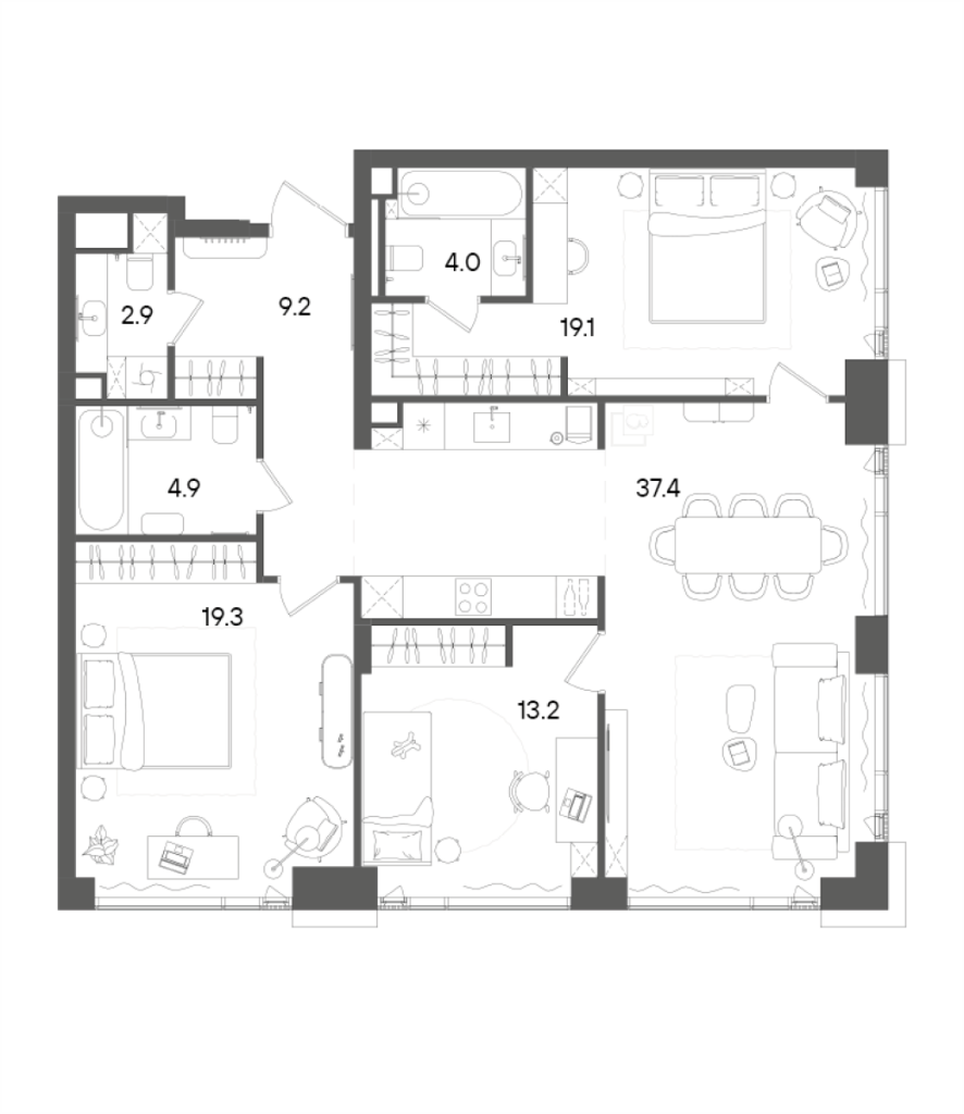 4 ккв (Евро) 110 м²