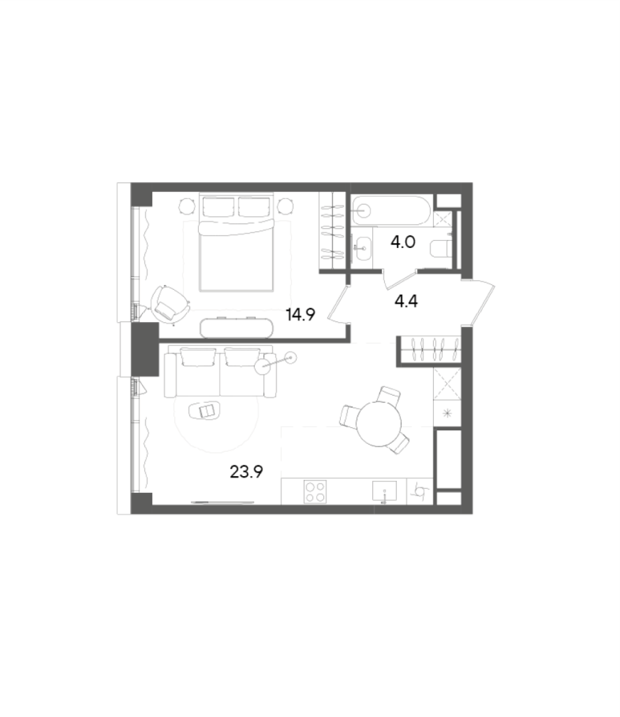 2 ккв (Евро) 47,2 м²