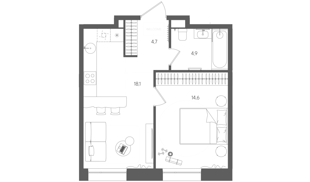 2 ккв (Евро) 42,3 м²