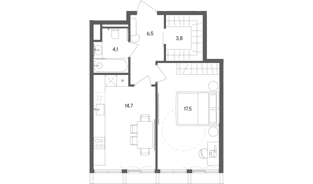 2 ккв (Евро) 46,6 м²
