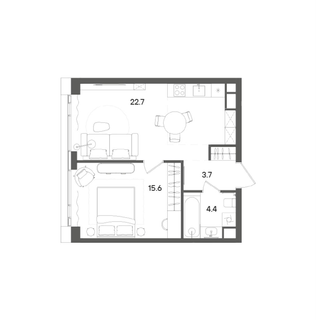 2 ккв (Евро) 46,7 м²