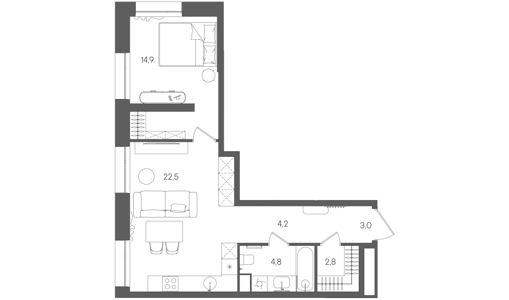 2 ккв (Евро) 52,3 м²