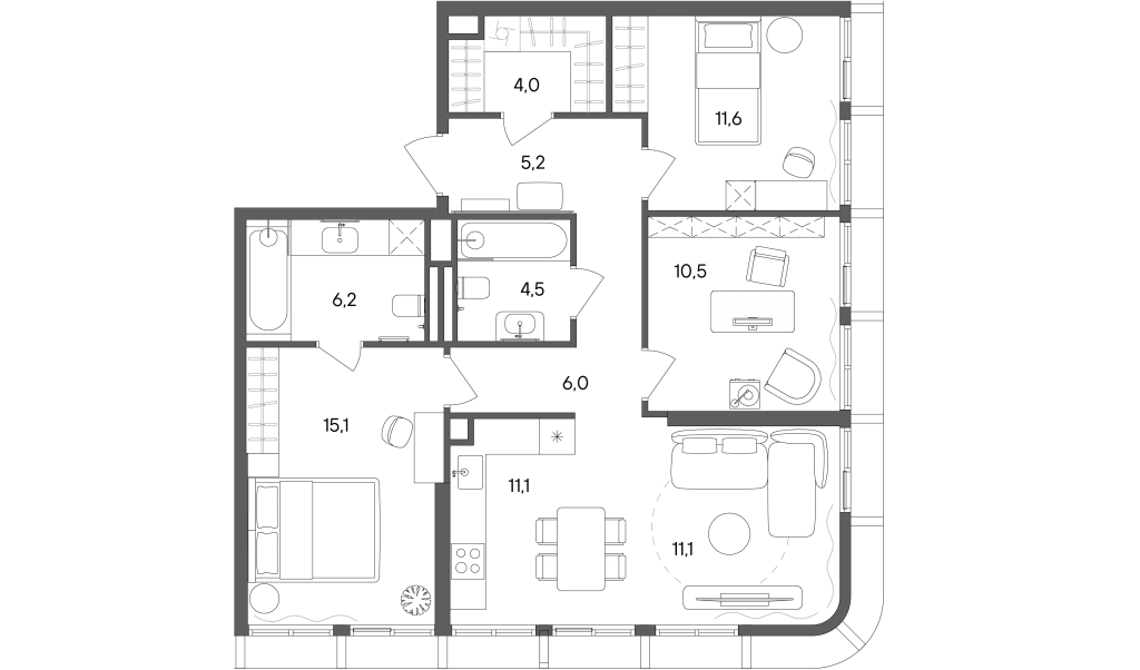 4 ккв (Евро) 85,3 м²
