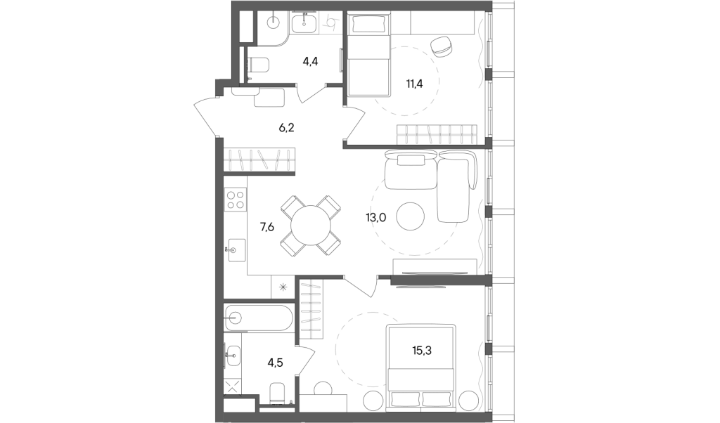 3 ккв (Евро) 62,4 м²