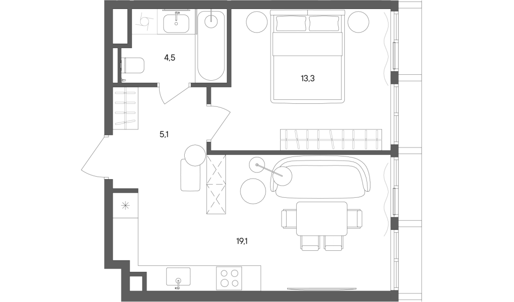 2 ккв (Евро) 42 м²