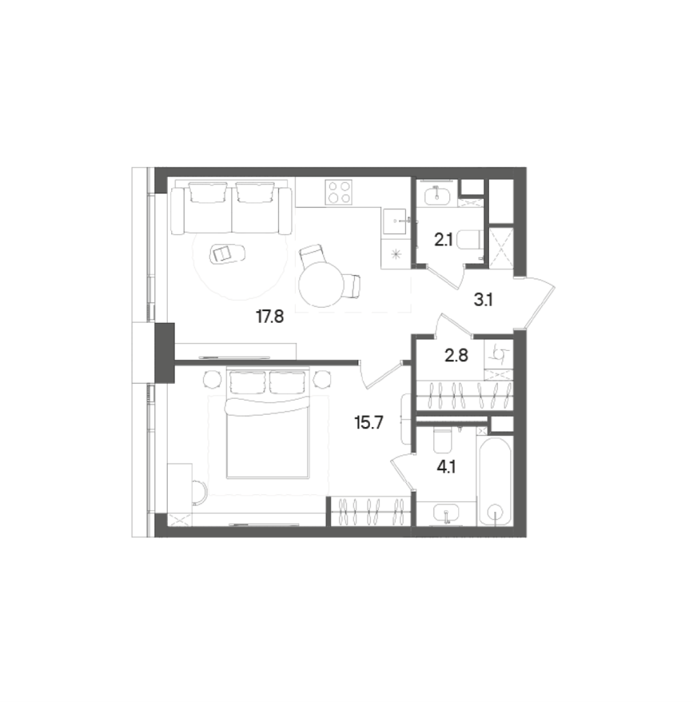 2 ккв (Евро) 46 м²