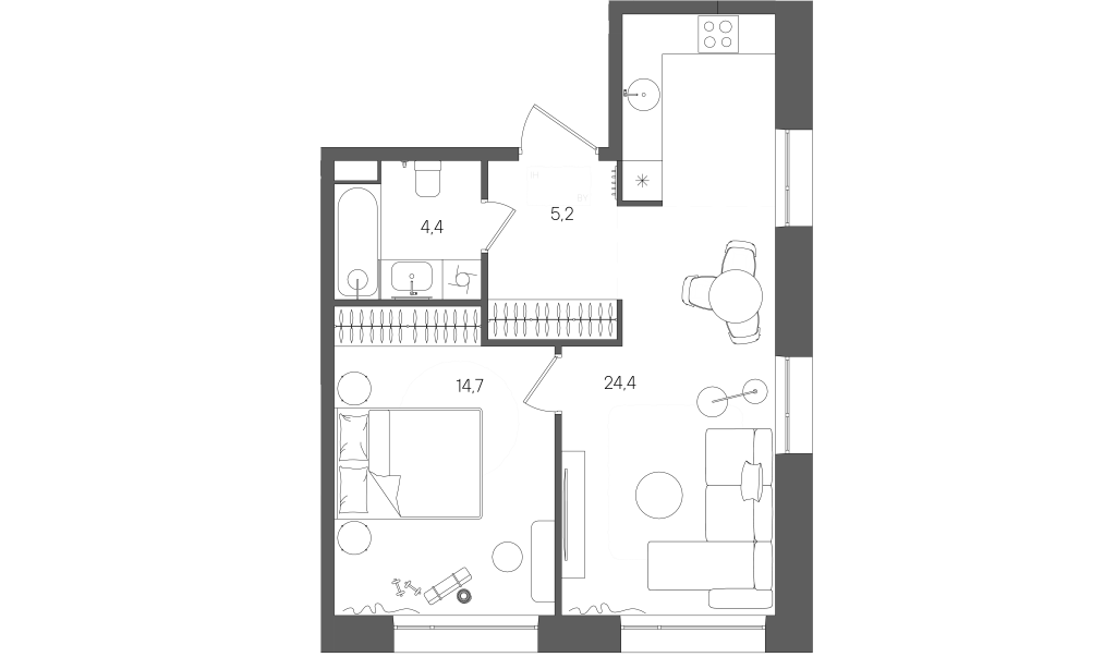 2 ккв (Евро) 48,7 м²