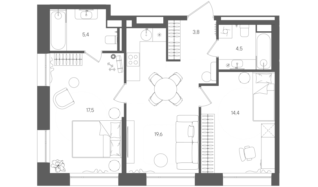 3 ккв (Евро) 65,2 м²