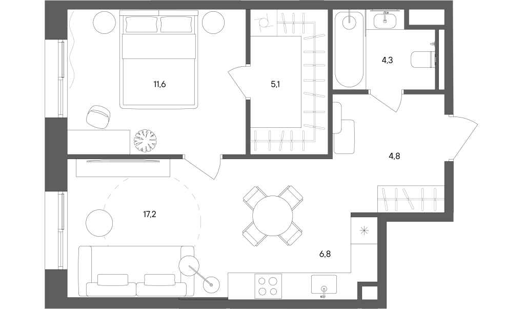 2 ккв (Евро) 49,8 м²