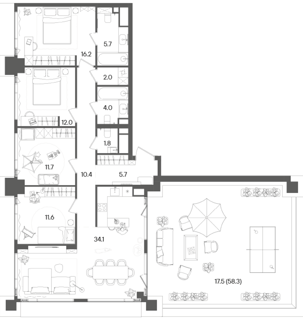 5 ккв (Евро) 132,7 м²