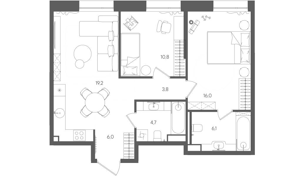 3 ккв (Евро) 66,6 м²