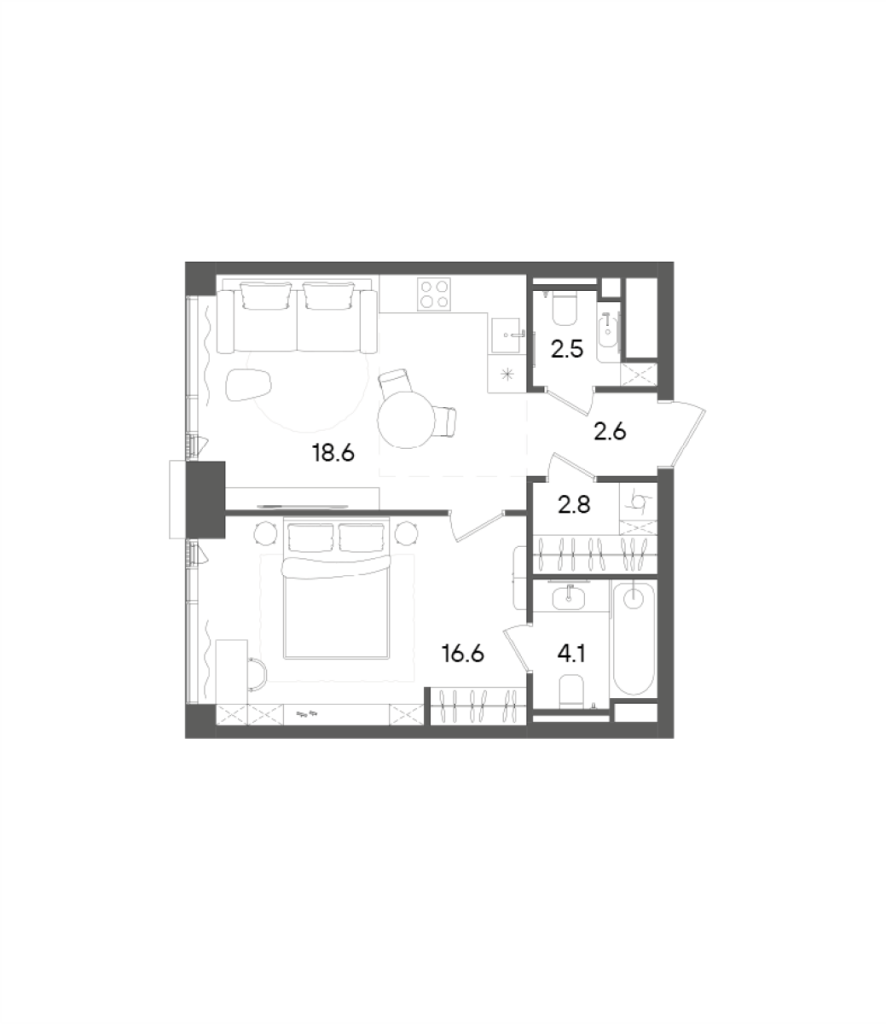 2 ккв (Евро) 47,2 м²