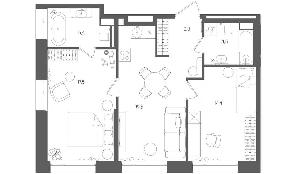 3 ккв (Евро) 65,2 м²