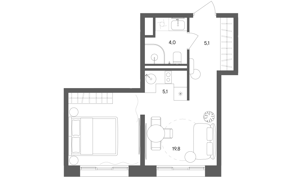 1 ккв 34 м²