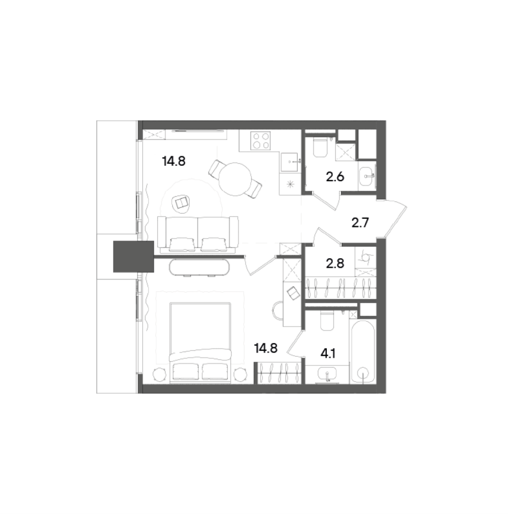 1 ккв 41,7 м²
