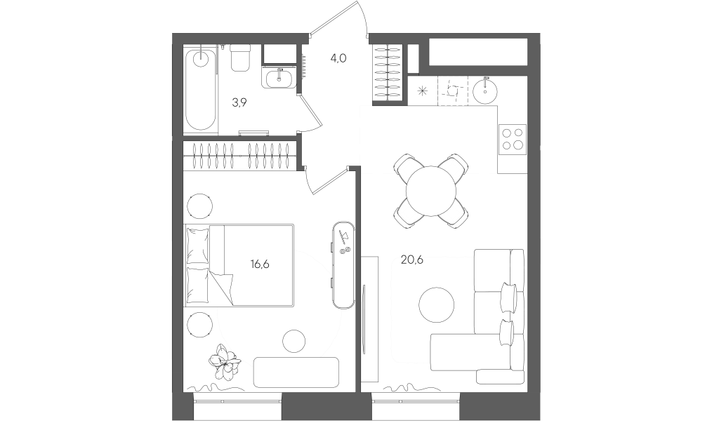 2 ккв (Евро) 45,2 м²