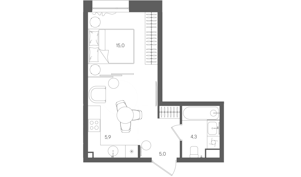 Студия 30,2 м²