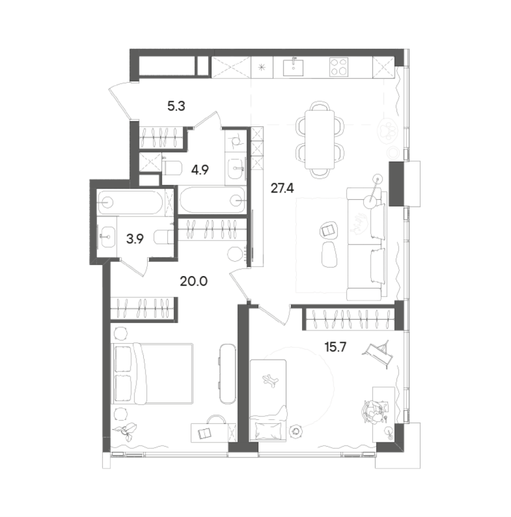 3 ккв (Евро) 78 м²