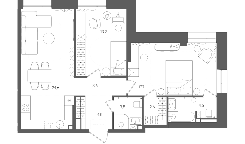 3 ккв (Евро) 74,3 м²