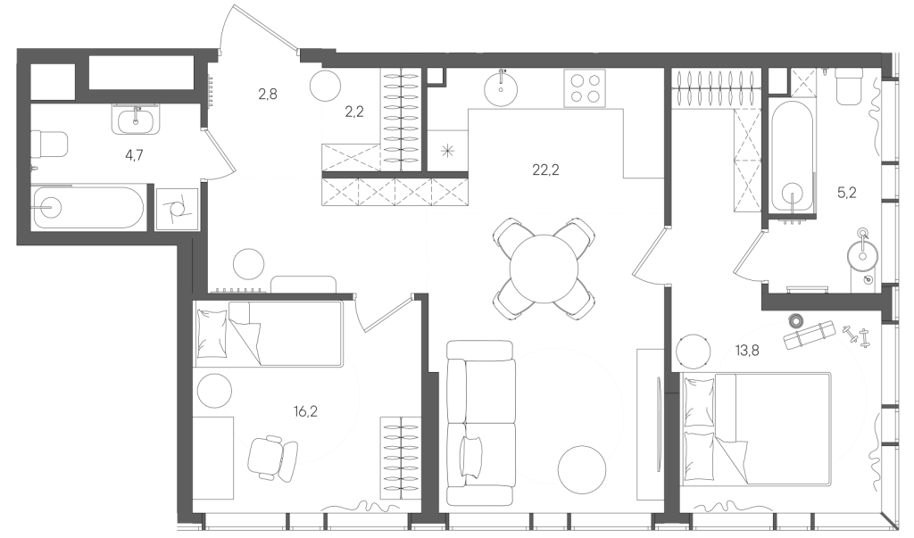 3 ккв (Евро) 67,1 м²