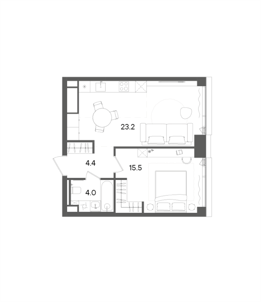 2 ккв (Евро) 47,1 м²
