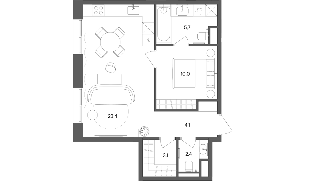 2 ккв (Евро) 48,7 м²