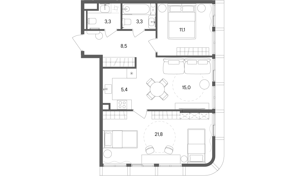 3 ккв (Евро) 68,4 м²