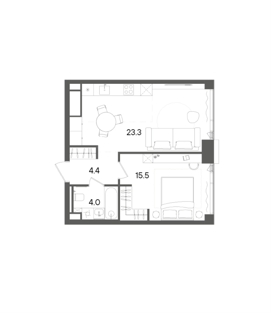 2 ккв (Евро) 47,2 м²