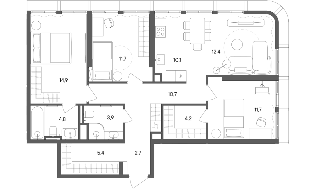 4 ккв (Евро) 92,5 м²