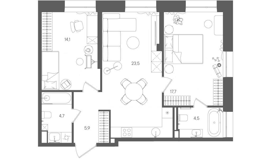 3 ккв (Евро) 70,4 м²