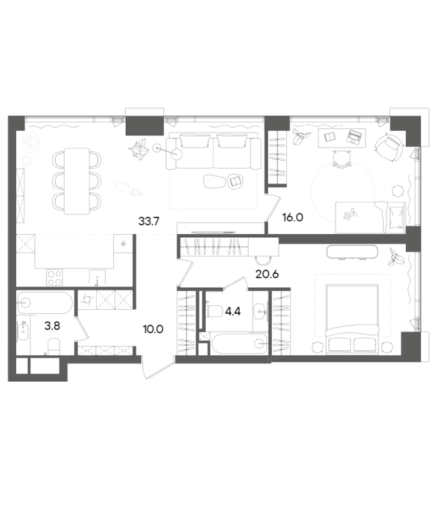 3 ккв (Евро) 88,5 м²