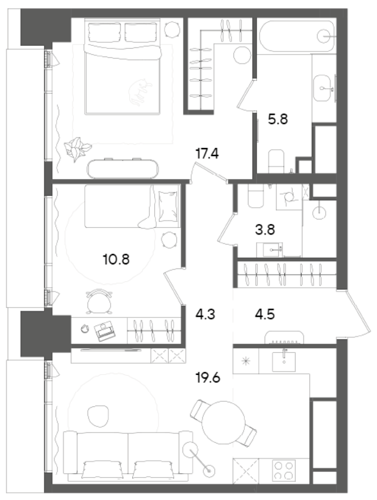 3 ккв (Евро) 66,2 м²