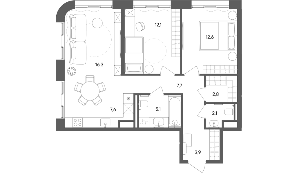 3 ккв (Евро) 70,2 м²