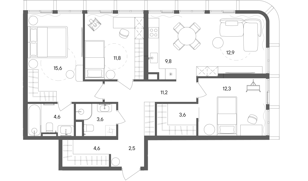 4 ккв (Евро) 92,5 м²
