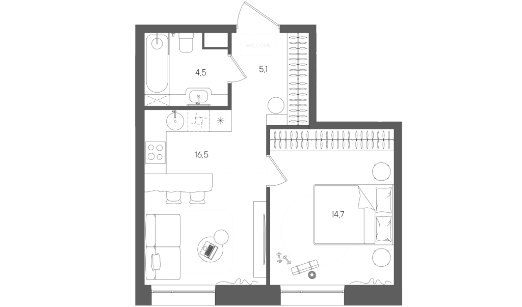 2 ккв (Евро) 40,8 м²