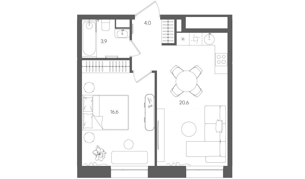 2 ккв (Евро) 45,2 м²