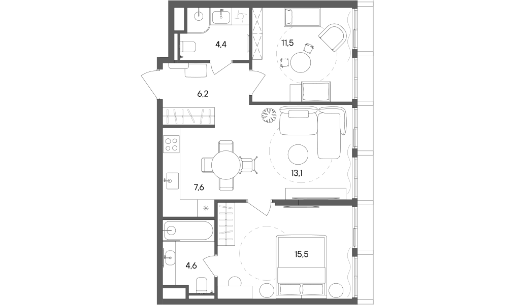 3 ккв (Евро) 62,9 м²