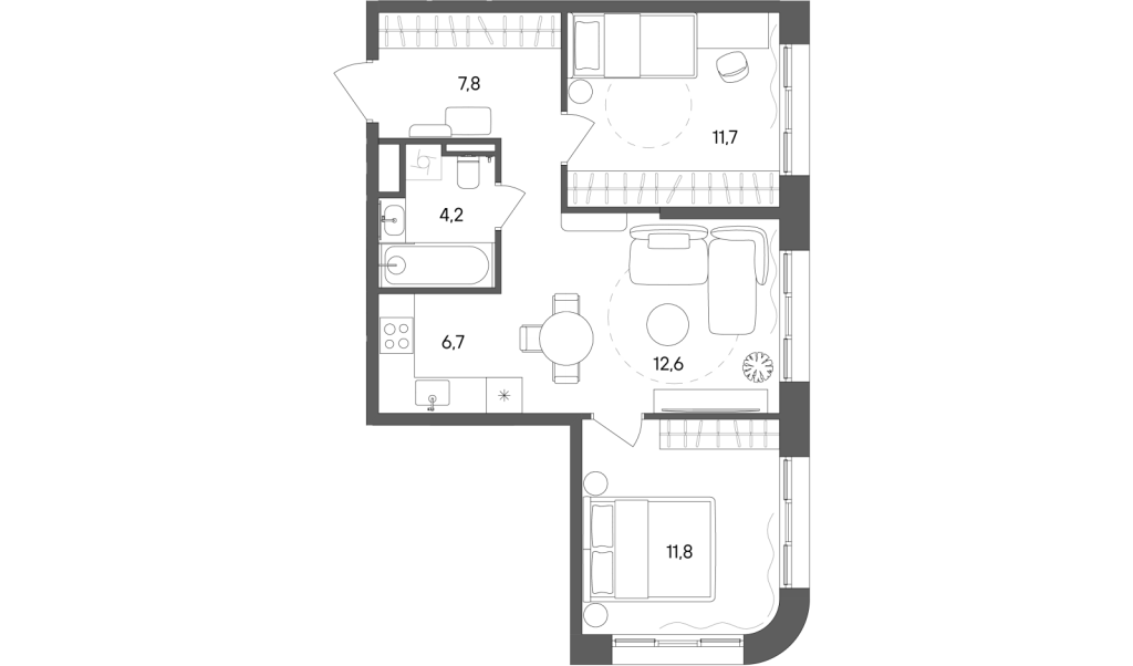 3 ккв (Евро) 54,8 м²