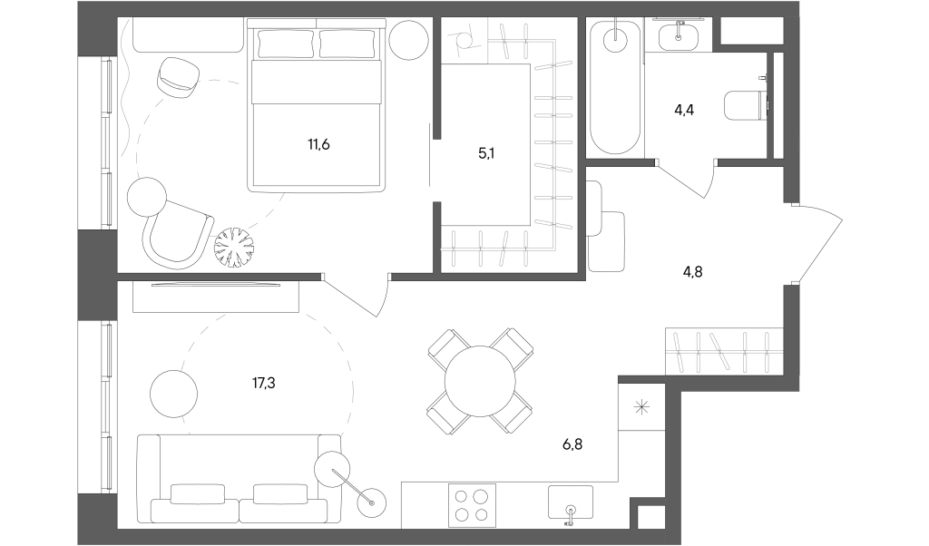 2 ккв (Евро) 50 м²