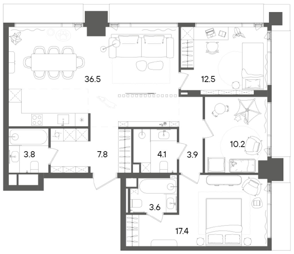 4 ккв (Евро) 99,8 м²
