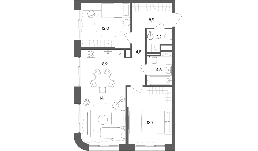 3 ккв (Евро) 66,2 м²