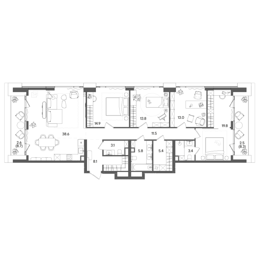 5 ккв (Евро) 142,6 м²