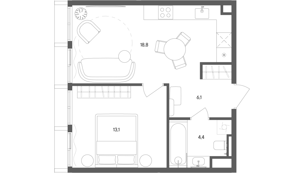 2 ккв (Евро) 42,4 м²