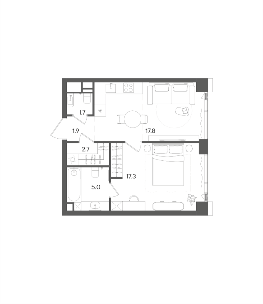 2 ккв (Евро) 46,4 м²
